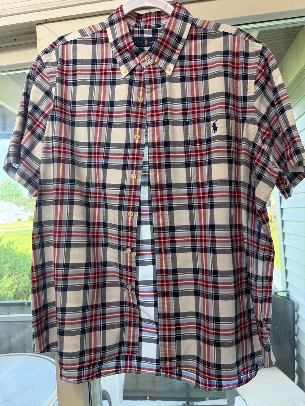 Ralph Lauren Men's Plaid Short Sleeve Button Down Shirt Size XL